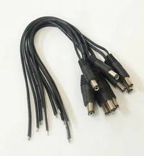 100pcs - 2.1x5.5 mm Male plug 12V DC Power Pigtail for CCTV Security Camera