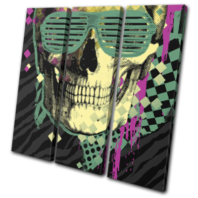 Poster Déco Murale Biker Skull Grunge - Art Moderne Transport Moto - Impression Sur Toile Unique