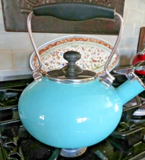 ​Chantel Blue Tea Kettle Classic Loop Teapot - Whistling 1.8qt Lid Turquoise