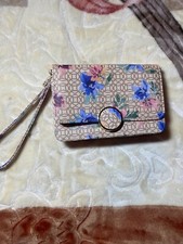 Large Smartphone Crossbody Bag Leather Convertible Wristlet/Purse Floral Color