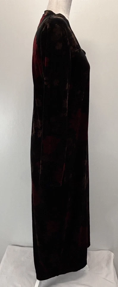 Maxi Vestido Floral Vintage Años 90 Colección Kathie Lee Terciopelo Negro y Rojo L Grunge Foto 4 de 4
