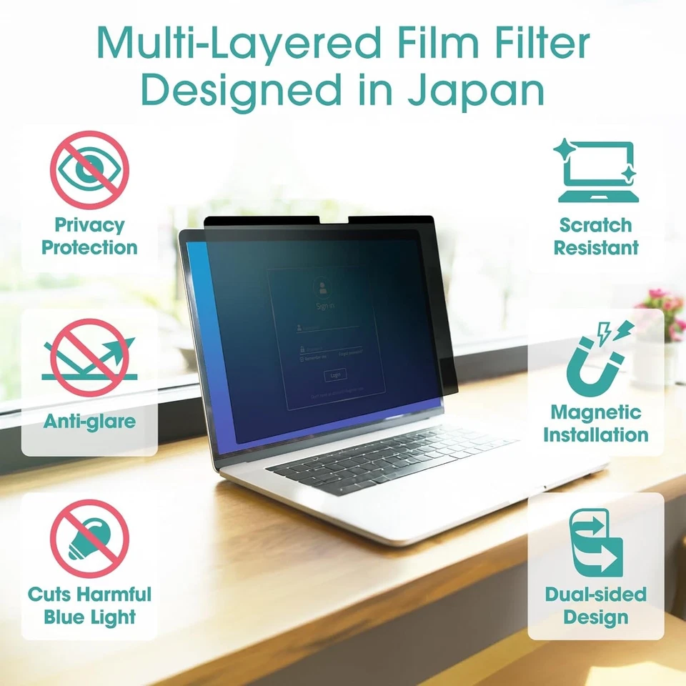 14”/16:10 Magnetic Laptop Monitor Privacy Screen Filter Protector - Image 4 of 4