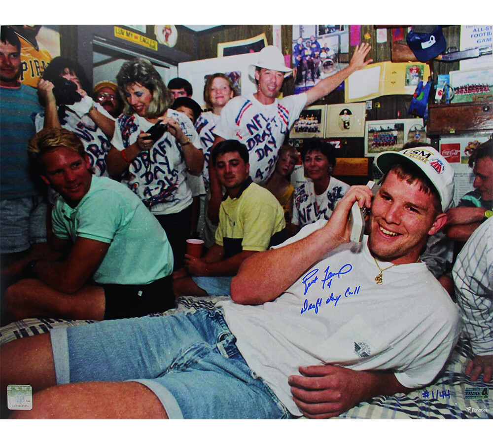 Brett Favre Autographed Signed Green Bay Packers 16x20 Photo - Phone - with Insc LE 1/44 