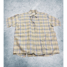 Vintage Lacoste Button Down Shirt Plaid Large L France Size 42 Green Blue Plaid