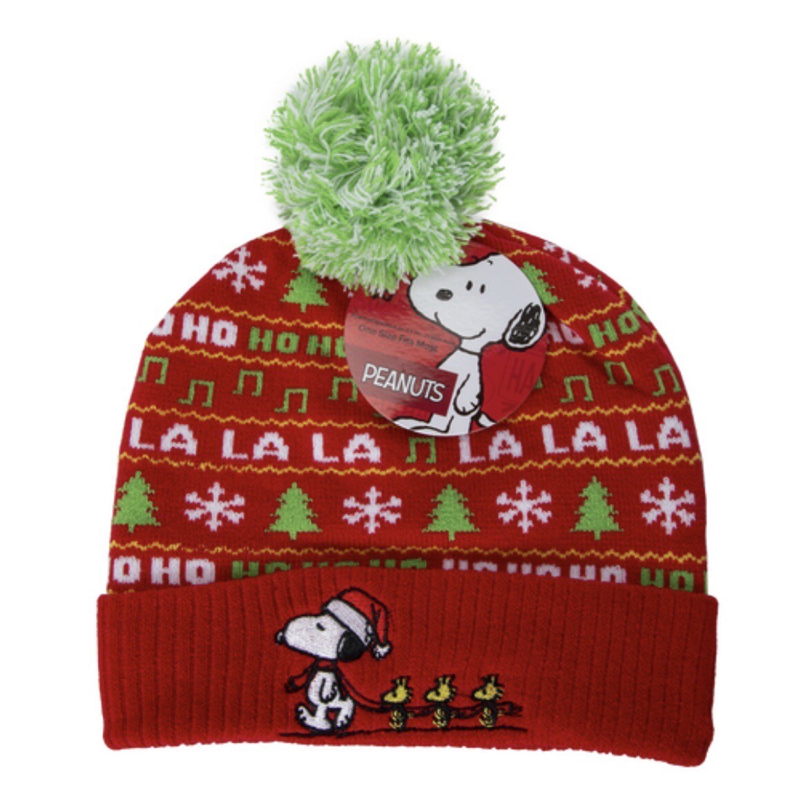 Snoopy Woodstock Winter Beanie Hat Unisex Peanuts Ho Ho Ho La La La