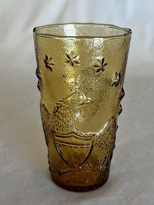 VINTAGE AMBER TUMBLER GLASS With Eagle-Shield-Patriotic Stars Made In Italy  | eBay