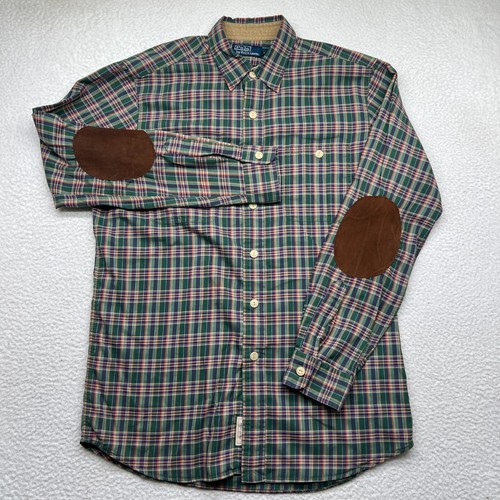 POLO RALPH LAUREN Flannel Shirt Elbow Patches Mens M Multicolor Plaid