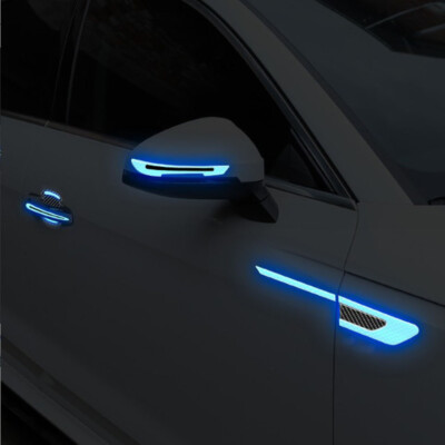 Pegatinas de fibra de carbono para manija de puerta de coche, cintas reflecta