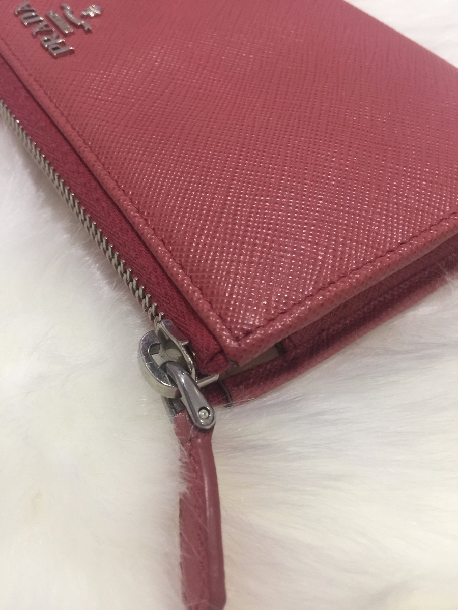 PRADA Saffiano Leather Zip Around Continental Long Wallet