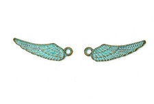 1pc Antiqued Patina Green Bronze Charm Pendant Earing - Angel Wing PP32