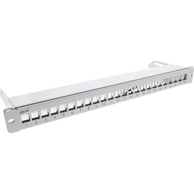 InLine  Patchfeld 24-fach, Keystone Leerblech Patchpanel mit Auszug, 19 zoll 1HE