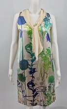 Marc Cain Seidenkleid ohne Arm mit Blumenmuster Größe 36 / 2