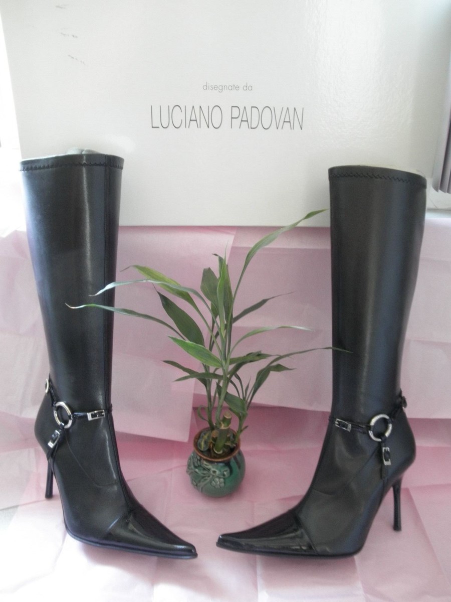 Luciano Padovan leather patent toe knee high boots size 38