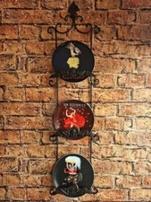 Pottery Barn Art Deco Wine Cocktail Plates “Bubbly” from 2002 Set of 3 Plates