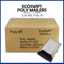 1000 6x9 ECOSWIFT WHITE POLY MAILERS SHIPPING ENVELOPES BAGS 2.35 MIL 6 x 9