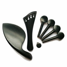 4/4 Violin Ebony Fitting Set Harp Style Tailpiece Chinrest Pegs Endpin