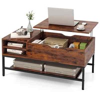 COSTWAY Lift Top Coffee Table Living Room Table w/ Storage Shelf-Coffee
