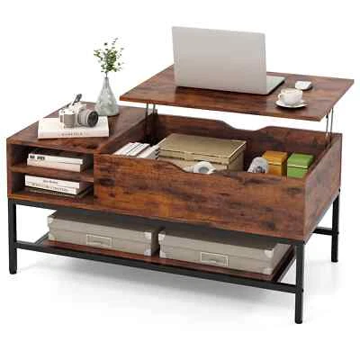COSTWAY Lift Top Coffee Table Living Room Table w/ Storage Shelf-Coffee - Image 1 of 4