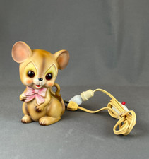 Vintage Josef Original MOUSE WITH PINK BOW 6" Ceramic Night Light  Working