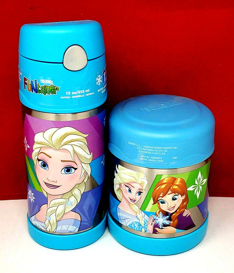 Thermos FUNtainer DISNEY FROZEN Set 12 oz Bottle + 10 oz Food Jar Elsa Anna  Olaf