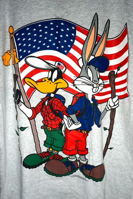 LOONEY TUNES / Tシャツ/S/コットン/GRY/90s Vintage Looney Tunes Bugs Bunny Daffy Duck T Shirt XL Single