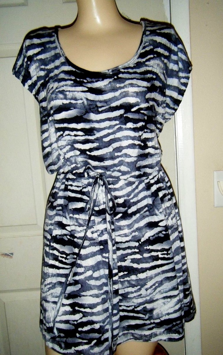club z collection dress CLUB Z COLLECTION BLK/WHITE STRIPE CAP SLEEVE STRETCH RAYON TOP/MINI DRESS  SZ L