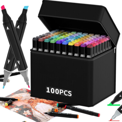 100 Farben Marker Stifte, Dual Tip Marker, Twin Tip Stifte zum Malen, Art Marker