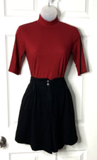 Vintage 1980s Contempo Casuals Black Rayon Dress Shorts - High Waist - 11/12