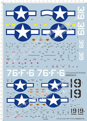 1/32 1944 USS F6F-3 F6F-3N Hellcat Nighter Fighter Water Slide Decal ( 02258 )