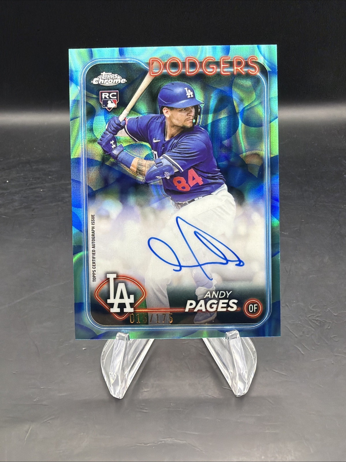 2024 Topps Chrome Update Andy Pages Rookie Auto Lava Lamp Aqua Blue #15/175