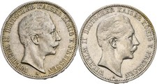 Künker: Preussen, Willhelm II., 2 x 3 Mark 1909 A, Silber