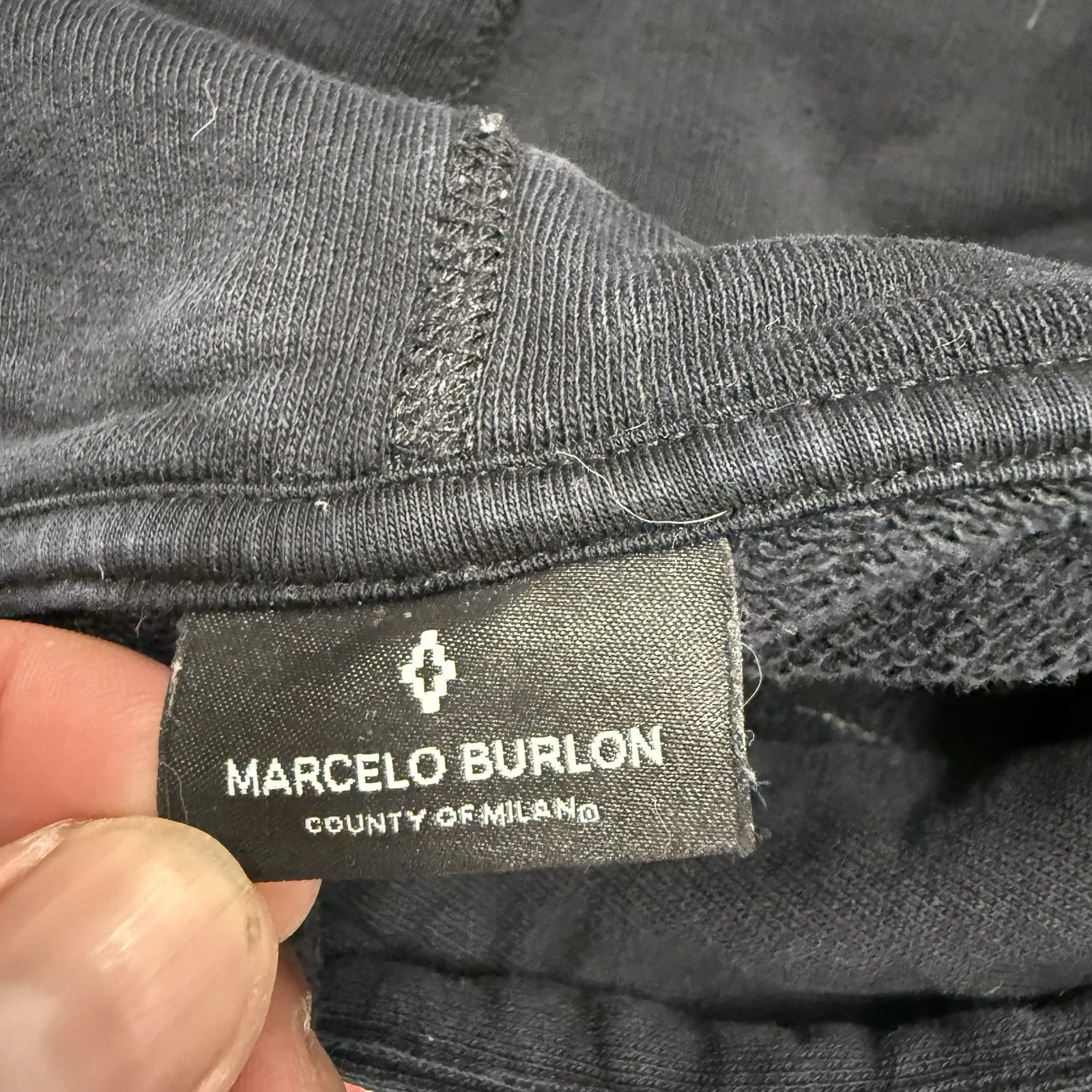 Felpa con cappuccio pullover Marcelo Burlon uomo nero onde grafica taglia media