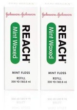 Johnson and Johnson Waxed Mint Dental Floss Pack of 2 600 Feet Total