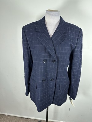 Rena Rowan Women s Navy Blue And WhiteColor 100% Wool Long Sleeve JacketSize 16