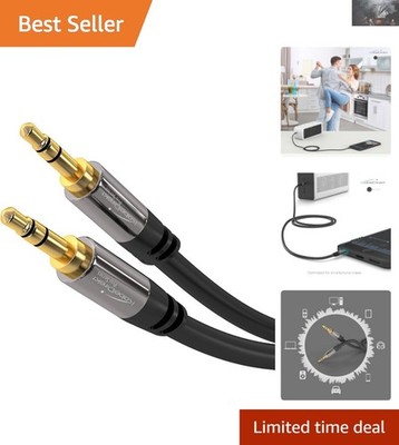 Universal 3.5mm Auxiliary Cable   20ft Black Audio Cable with Gold Connectors
