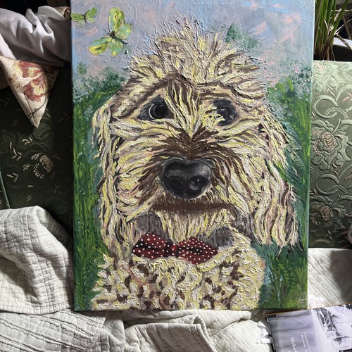 Cute Golden Doodle Dog In  Spring & SummerPainting