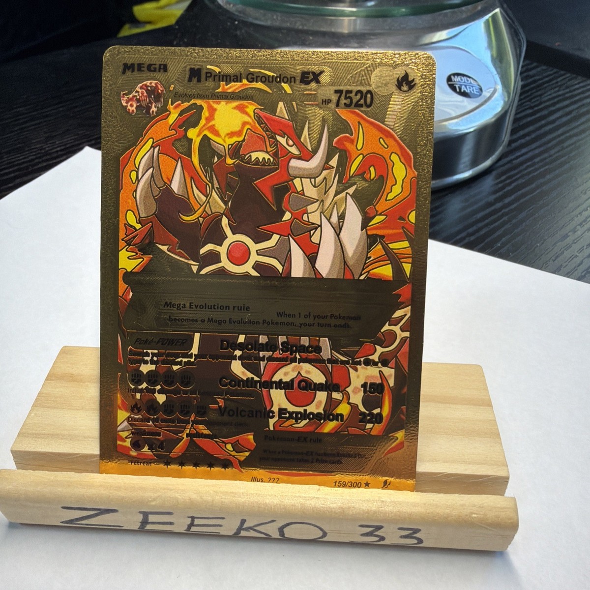 Mega Primal Groundon Ex Hp 7520 159/300 Gold Foil Fan Art Display