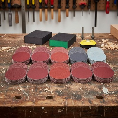 High-Quality 3-Inch Sanding Disc Set   100pcs with Various Grits & Sponge Blocks