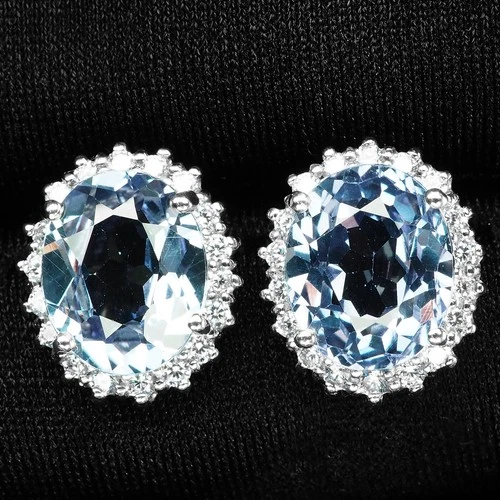 Gleaming Color Change Alexandrite 8.18Ct 925 Sterling Silver White Gold Earrings