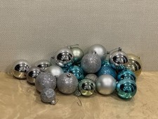  23 Variety and sizes, Round Shatterproof Christmas Ornaments Blue and Silver