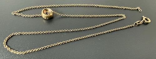 4.27g Sterling Silver Vintage Cable Chain Slider Bead Necklace Spring Ring 17in