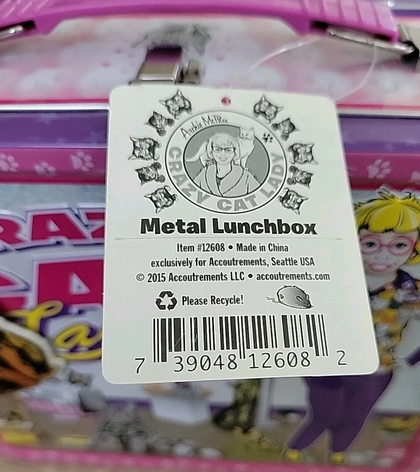 Lonchera Crazy Cat Lady 2015 ¡nueva con etiquetas y accesorios en el interior y llavero! Foto 4 de 4