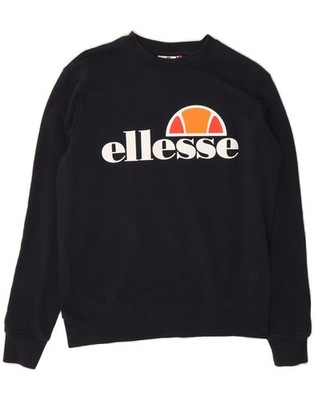 ELLESSE Herren Grafik Sweatshirt Pullover Small Schwarz Baumwolle SJ17