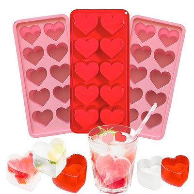 Heart Shaped Silicone Mold Chocolate Ice Cube Tray DIY Pink