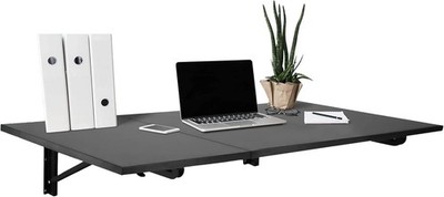 Mount-It! Heavy Duty Drop Down Table Wall Mounted Leaf Tables 45x15x7 Inch Black