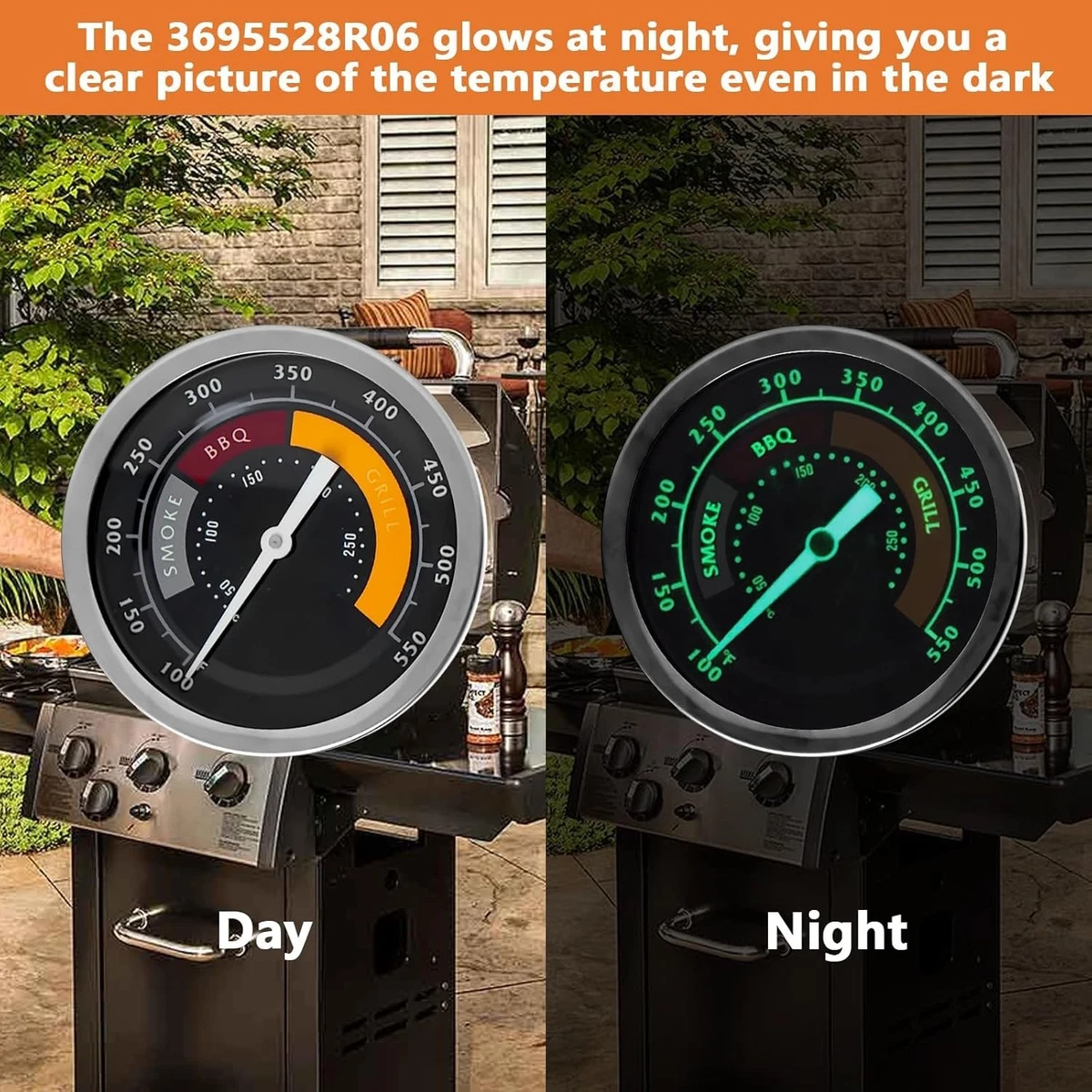 3695528R06 Analog Smoker Temperature Gauge Compatible with Oklahoma