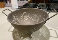 Vintage Aluminum USA Star Colander Strainer 7 Star Pattern 9" Kitchen Tool 