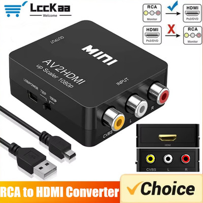 RCA To HDMI Converter with USB Cable 1080P AV To HDMI Adapter AV2HDMI AV/CVSB
