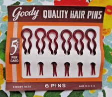 Vintage 1940's "Goody" brand deep red Chignons/French hair pins on card