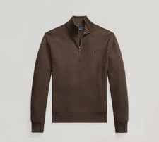 Polo Ralph Lauren Men's Mesh-Knit Cotton Quarter-Zip Sweater Brown Size XXL